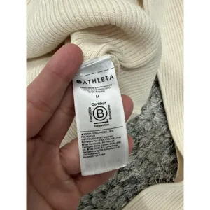 Athleta x Alicia Keys Ribbed Tie Front Knit Wrap Top Sweater Cream Womens Size M thumbnail 8