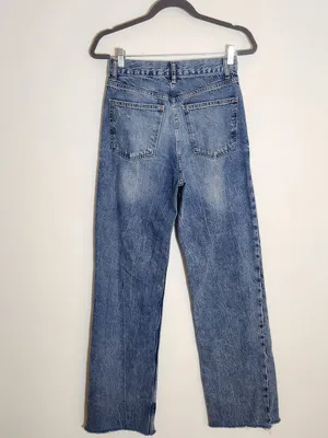Zara High Waist Straight Leg Distressed Cut-off Jeans Size 4 thumbnail 4