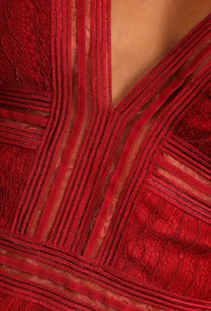 Lulu’s Casita Wine Red Lace Sleeveless Bodysuit thumbnail 5