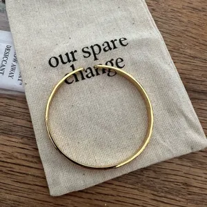 Our Spare Change floral Gold Plated Jewerly small cuff bracelet thumbnail 4