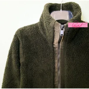 Athleta Tugga Coat Aspen Olive Long Edgy Sherpa Shearling Fuzzy Teddy Jacket XS thumbnail 4