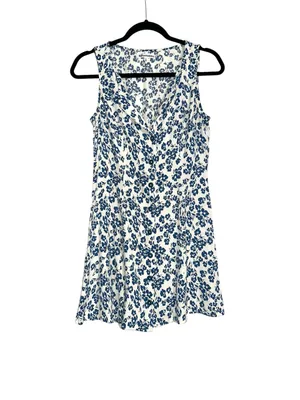 Reformation Rilynn White Blue Floral V-Neck Sleeveless Mini Dress 6 thumbnail 3