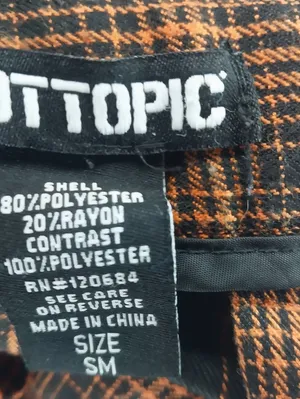 Hot Topic Pleated Orange and Black Plaid Skater Grunge Punk Mini Skirt thumbnail 5