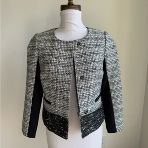 Banana Republic Textured Black Grey Parisian Jacket Tweed Women's 0 Blazer thumbnail 2
