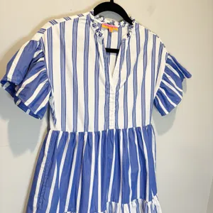 Villagallo Blue & White Stripe Tiered Cotton Mini Dress - size 36 (US 4) thumbnail 2
