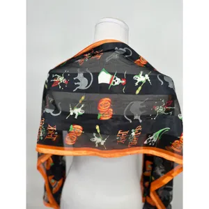 Christopher & Banks Scarf Women Black Halloween Pumpkin Ghost Cat Fall Teacher thumbnail 3
