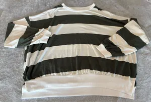 Women’s Fantastic Fawn Striped Crewneck Blouse - Black & White Size Large thumbnail 1