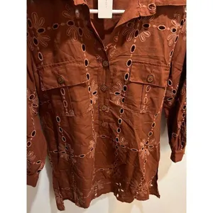 Anthropologie NWT Eva Franco Women Small Josie Eyelet Shirt Western Cowgirl Boho thumbnail 4