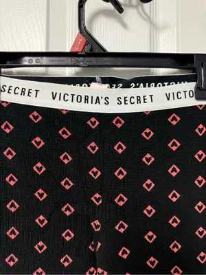 Victoria's Secret Black Lounge Pants with Pink Geo Print thumbnail 2