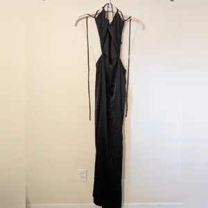 NWT Nookie Stella Cutout SzL Black Strappy Lace Up Sleeveless Maxi Cocktail Gown thumbnail 3