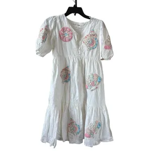 Sea New York Zara 100% Cotton White Seashell Patch Mini Dress Size 11 - 12 thumbnail 2