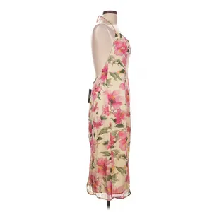 Lulus Harleigh Light Yellow Floral Halter Midi Dress Large Garden Party thumbnail 5