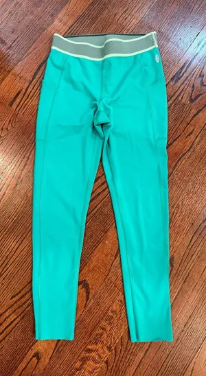 Free People Kelly green Leggings with banded Waistband Sz M thumbnail 1
