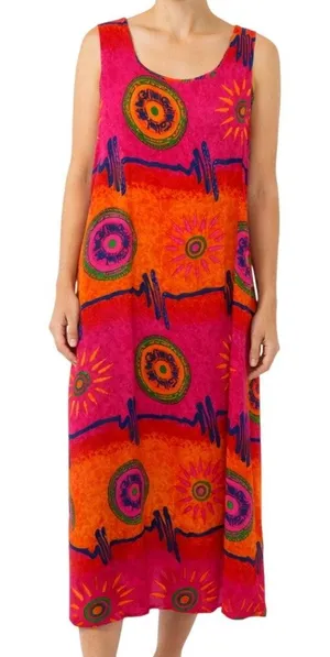 1990s Vintage Phases Bright Colorful Boho Mumu Dress Extra Large Bohemian thumbnail 1