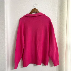 On 34th Womens Sweater Barbie Pink Collared Pullover V Neck Plus Size 2X thumbnail 3