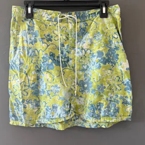 Ojai Womens‎ Floral Mini Skirt Lime Green Blue Tropical Lace Up Waist Size 6 thumbnail 1