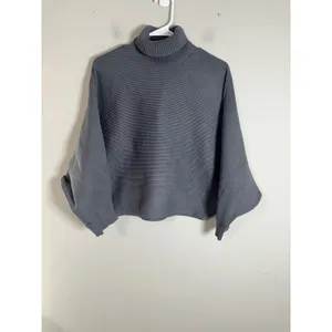 Cider Womens Gray Batwing Turtleneck Ribbed Knit Oversized Sweater XL CD20221013 thumbnail 3