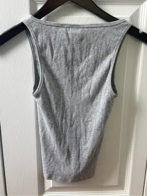 Aritzia Homestretch Rib Henley Tank in Gray thumbnail 3