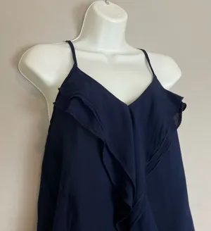 Macy & Taylor Tank Top Ruffle Sleeveless‎ Navy Blue Spaghetti Straps Size Small thumbnail 1