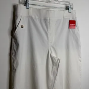 NWT‎ Spanx 1X Stretch Twill Cropped Pant Wide Leg Bright White Pull-On Casual thumbnail 7