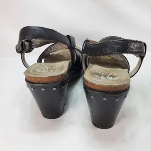 Dansko‎ Wedge Sandals Women 36 Black Leather Strappy Studded Comfort 1907020200 thumbnail 4