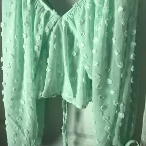 New ASOS long balloons sleeve textured with tie neck detail oversized babydoll t thumbnail 8