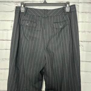 Ann Taylor Y2K Black Wide Leg Pinstripe Retro Pants Baggy SZ 4 High Rise Casual thumbnail 8