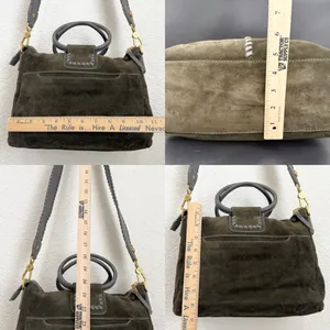 HOBO Shiela Herb Olive Green Suede Leather Medium Satchel Crossbody Bag thumbnail 11