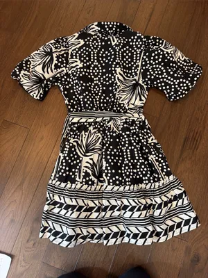 Band of the Free Black & White Floral Polka Dot Dress Size Small - C11-719 thumbnail 8