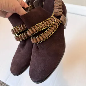 Sam Edelman Brown Suede Ankle Boots Womens 7.5 Booties Western Braided Fall thumbnail 11