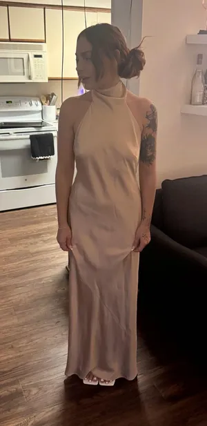 Show Me Your Mumu Lisa Maxi Dress Champagne Luxe Satin thumbnail 1