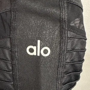 Alo Yoga High Waist Moto Leggings Black Glossy Womens Small Moto Mesh Athleisure thumbnail 8