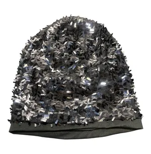 Sequined Black Beanie Hat thumbnail 1