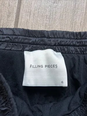 Filling Pieces Black Crinkle Nylon Track Joggers with Reflective Logos thumbnail 2