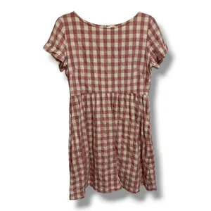 Shabby Apple Kai Womens Pink Gingham Cotton Linen‎ Fit & Flare Dress Large thumbnail 2