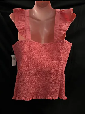 Old Navy Women’s Coral Smocked Tube Top with Ruffle Hem LG NWT thumbnail 2