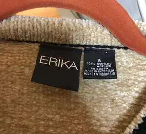 Erika VINTAGE SOFT KNIT TAN AND BLACK AZTEC PRINT KNIT ZIP UP CARDIGAN thumbnail 3