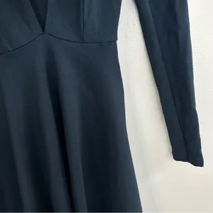 American Apparel Dark Blue Deep V-neck Long Sleeve Mini Fit & Flare Dress XS thumbnail 7