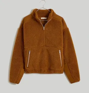 Madewell Faux Shearling half zip pullover thumbnail 1