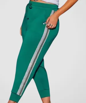 NWT Torrid LoveSick Classic Fit High Rise Lurex Stripe Joggers Green Size 3X thumbnail 1