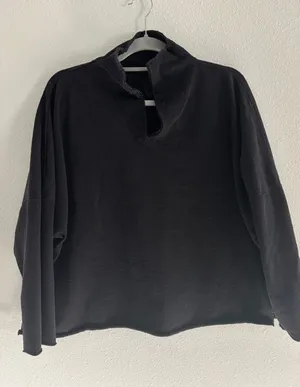Womens‎ Lagenlook Sweatshirt Large Black Reversible Chunky Thick Travel Cotton thumbnail 1