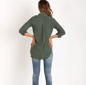 Olive Green Button-Up Blouse thumbnail 2