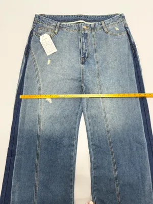 DSN Wide Leg Distressed Two Tone Blue Denim Jeans Womens Size 18 NWT thumbnail 5