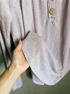 New Free People We the Free Must Have Henley Waffle Thermal Top Size XS Lilac thumbnail 8