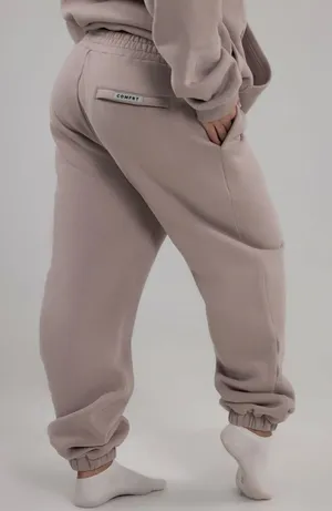 Comfrt Travel Essentials Sweatpants Size Small Bark Beige Zipper Back Pocket thumbnail 1