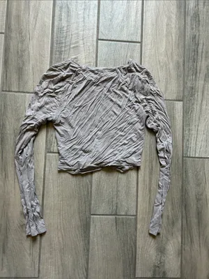 Cozy Casual Light Gray Long Sleeve Twist-Front Top thumbnail 4