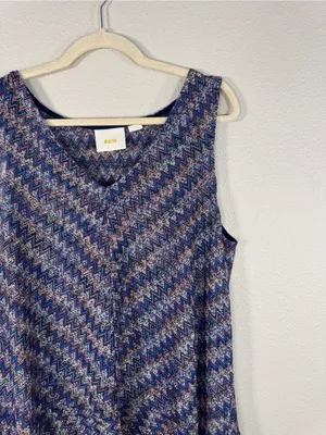 Maeve Blue Pink Zig Zag High Low Dress Womens XL Boho Casual Anthropologie Mini thumbnail 10