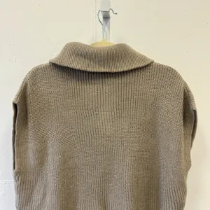 NWT Miss Love Taupe Ribbed Quarter Zip BoxySweater Vest SWT8095 Small thumbnail 5