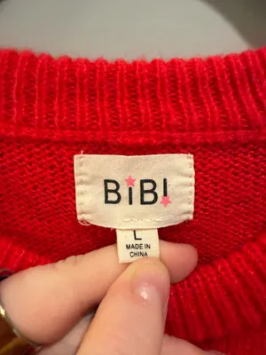 Peach Love BiBi Game Day Metallic Letter Short Sleeve Puff Sleeve Sweater Red thumbnail 7