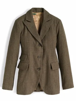 Peruvian Connection Marlowe Wool Blend Plaid Blazer Jacket Brown Size 6 thumbnail 1